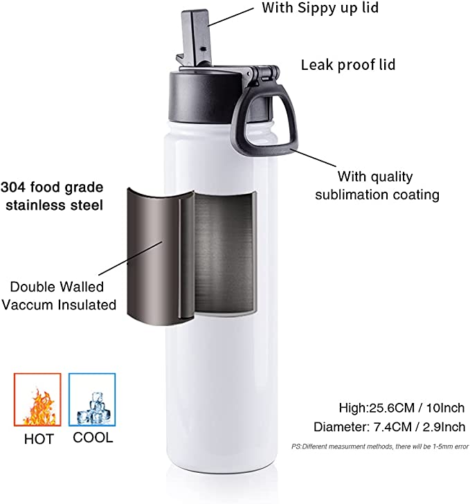 22 Oz Sports stainless steel water bottle